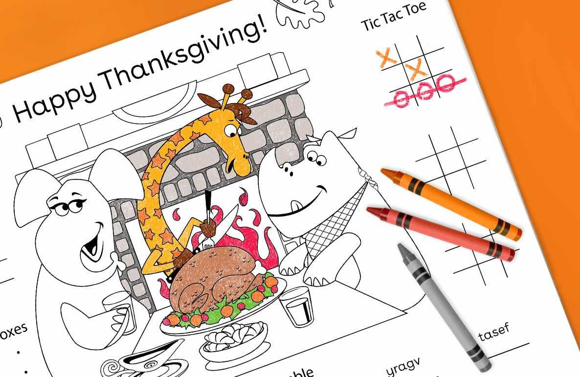 fill ’em full of fun with a Thanksgiving placemat